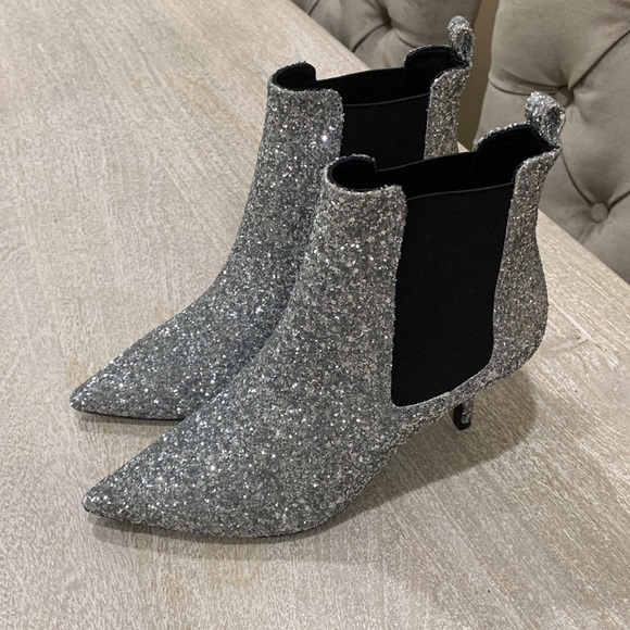 Anine Bing Stevie Silver Glitter boots NWOT - Picture 2 of 11